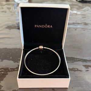 Pandora Silver Bracelet with rose Gold Detail
